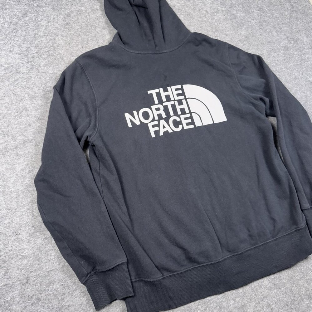 North Face Hoodie Mens Medium Black Spell Out Graphic Full Zip - Picture 15 of 16